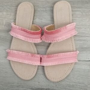 LC Lauren Conrad Pink Fringe Boho Sandals Medium 7/8